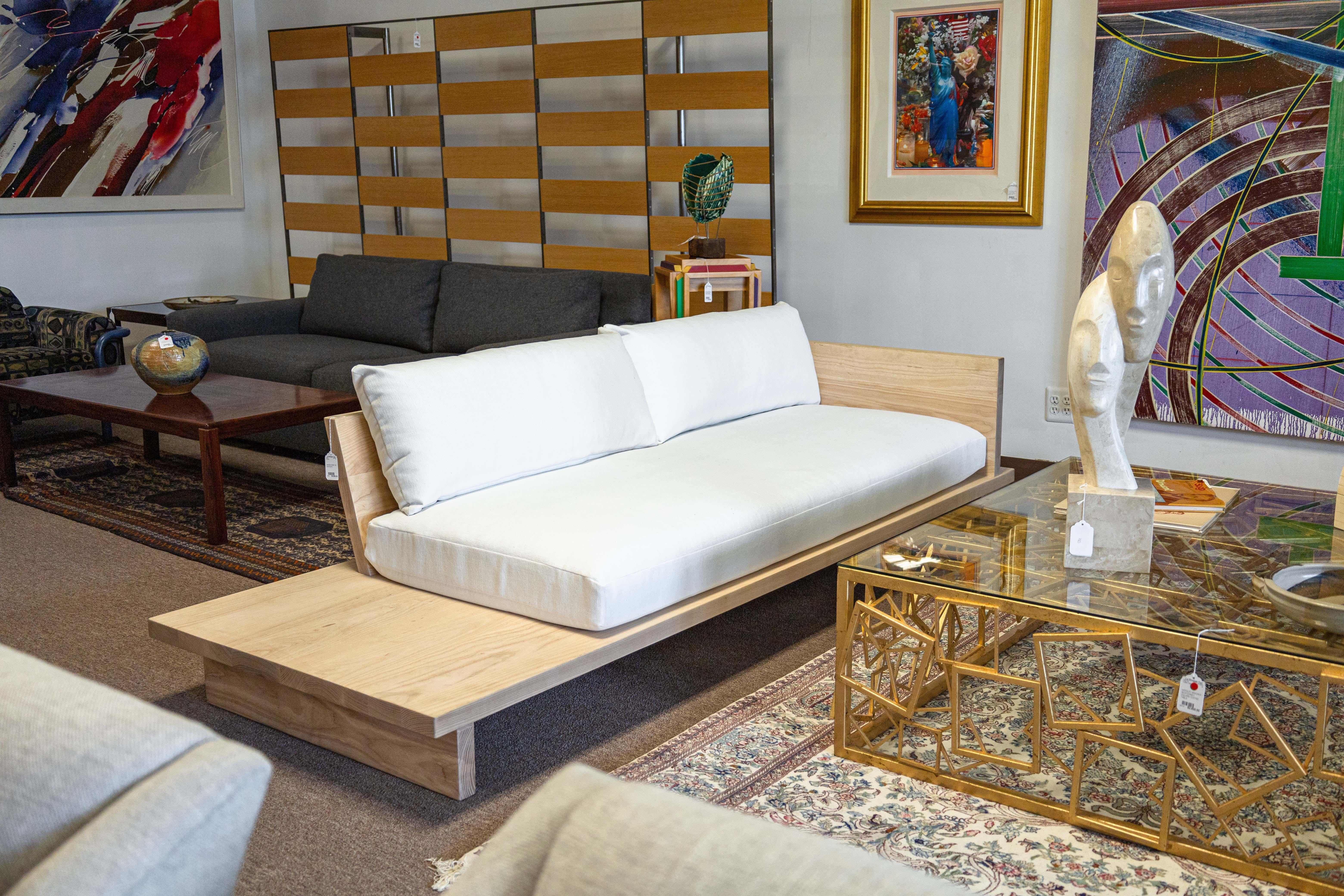 Maiden Home The Muir Contemporary Modern Linen and Handwaxed Ash Wood Sofa 1