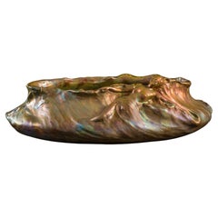 Maiden in the Waves Iridescent Art Nouveau Bowl by Clement Massier