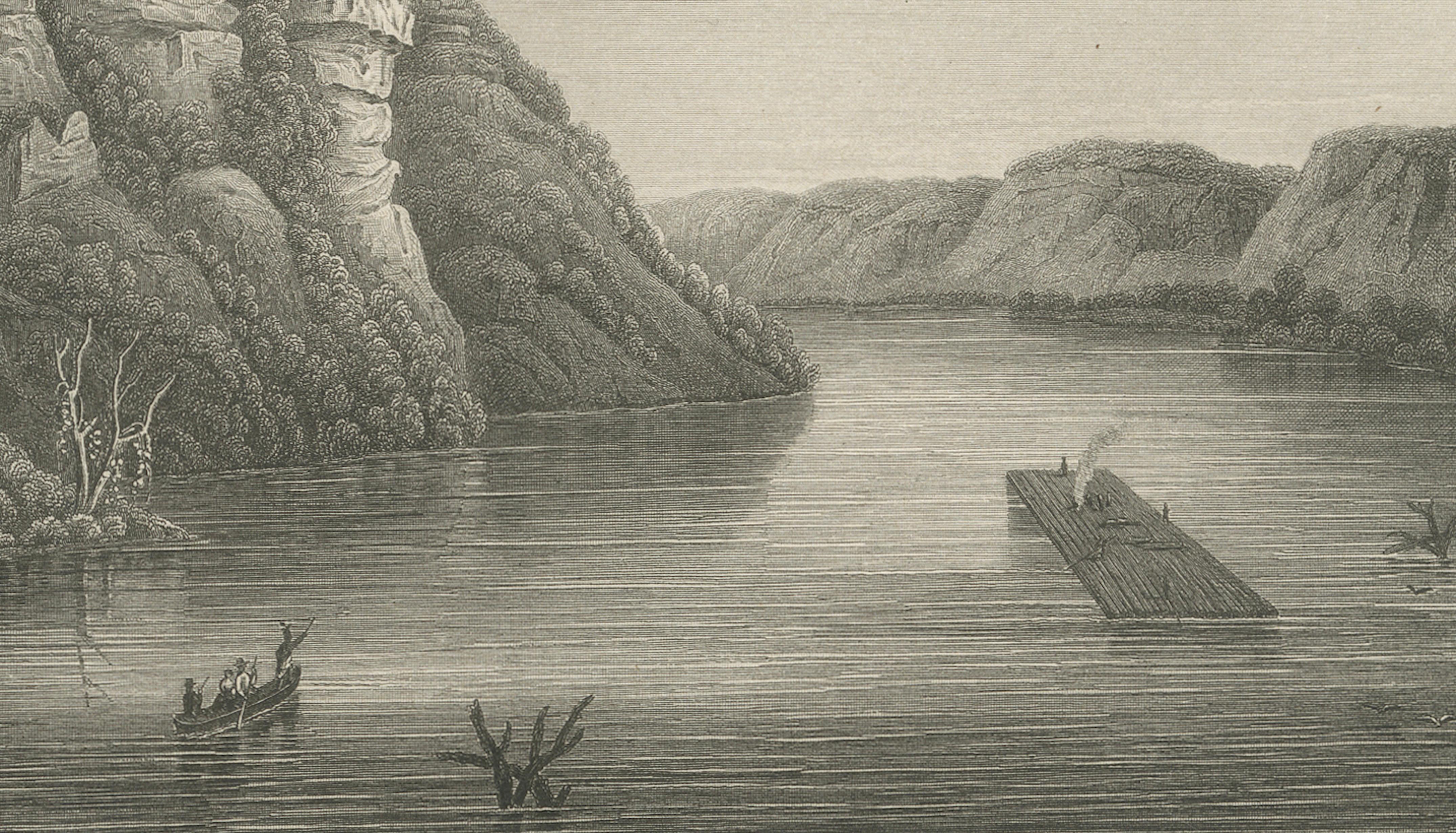 Maiden Rock Mississippi River, Antique Steel Engraving c.1850