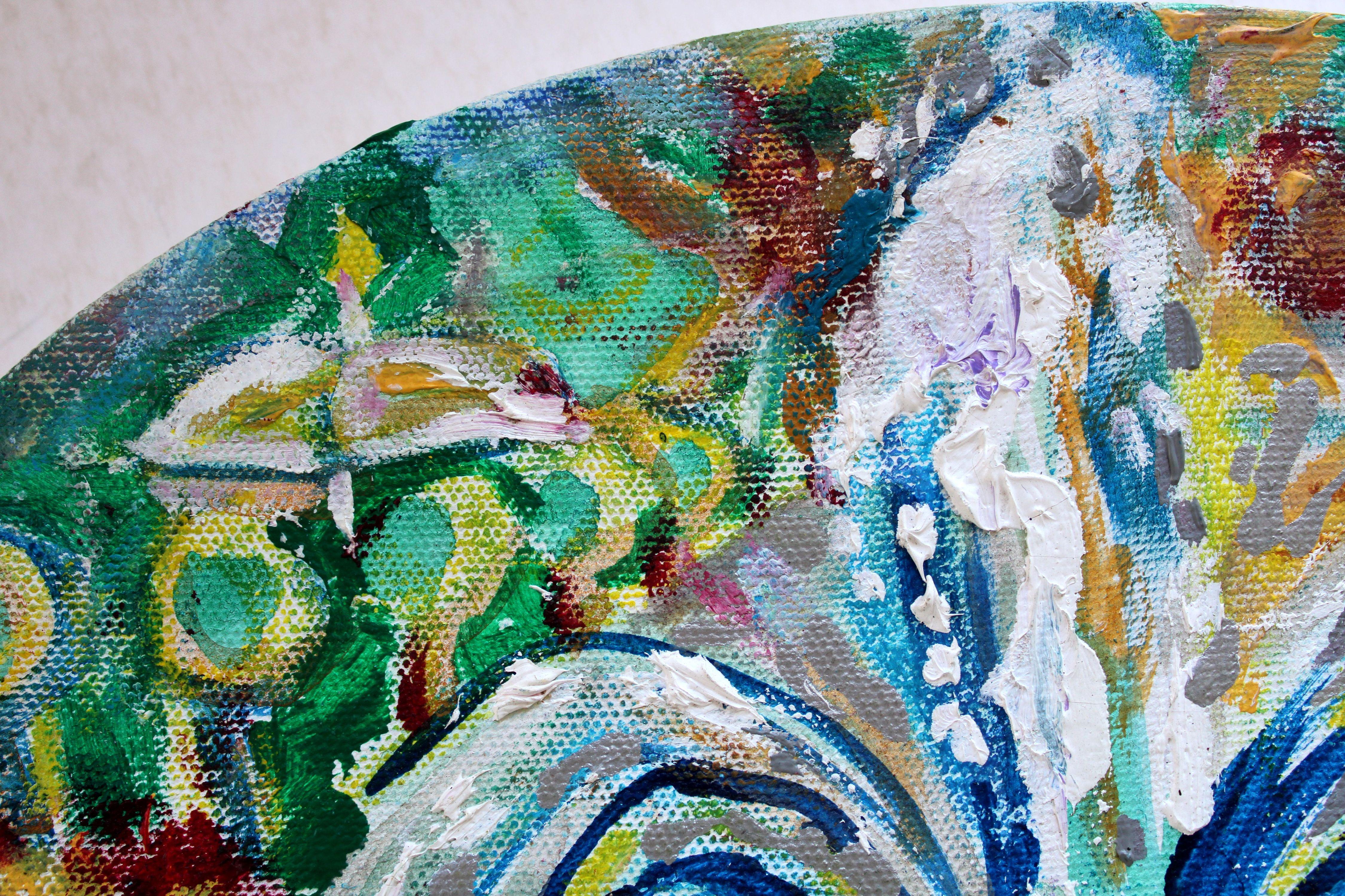 Fontana. 2013, tela, tecnica dell'autore, 20x30 cm - Landscape Painting Grigio di Maija Berzina 