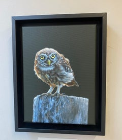 Little Owl - 21st Century Contemporary Acrylic of an Owl