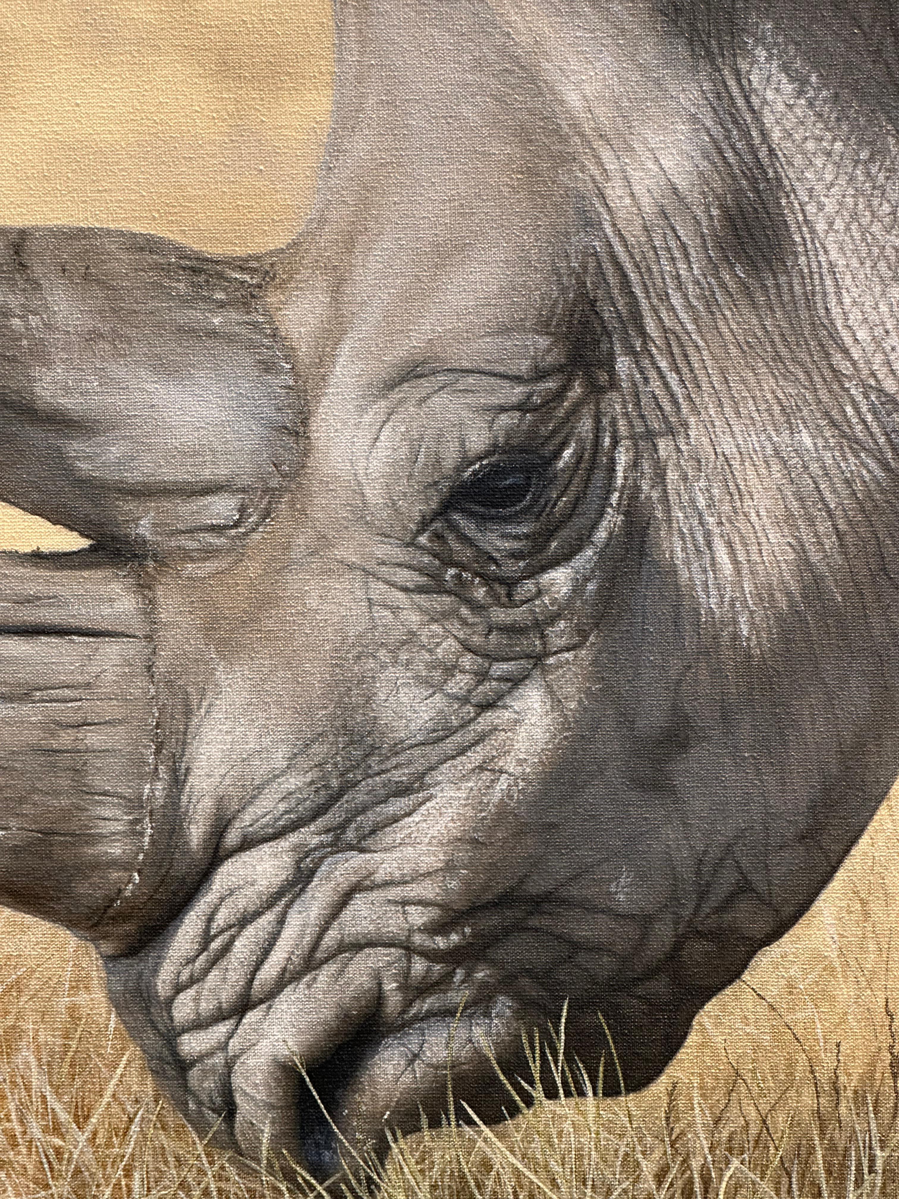 Nashorn - Zeitgenössische Acrylmalerei des 21. Jahrhunderts eines Nashorns 2025 – Painting von Maikel van Emmerik