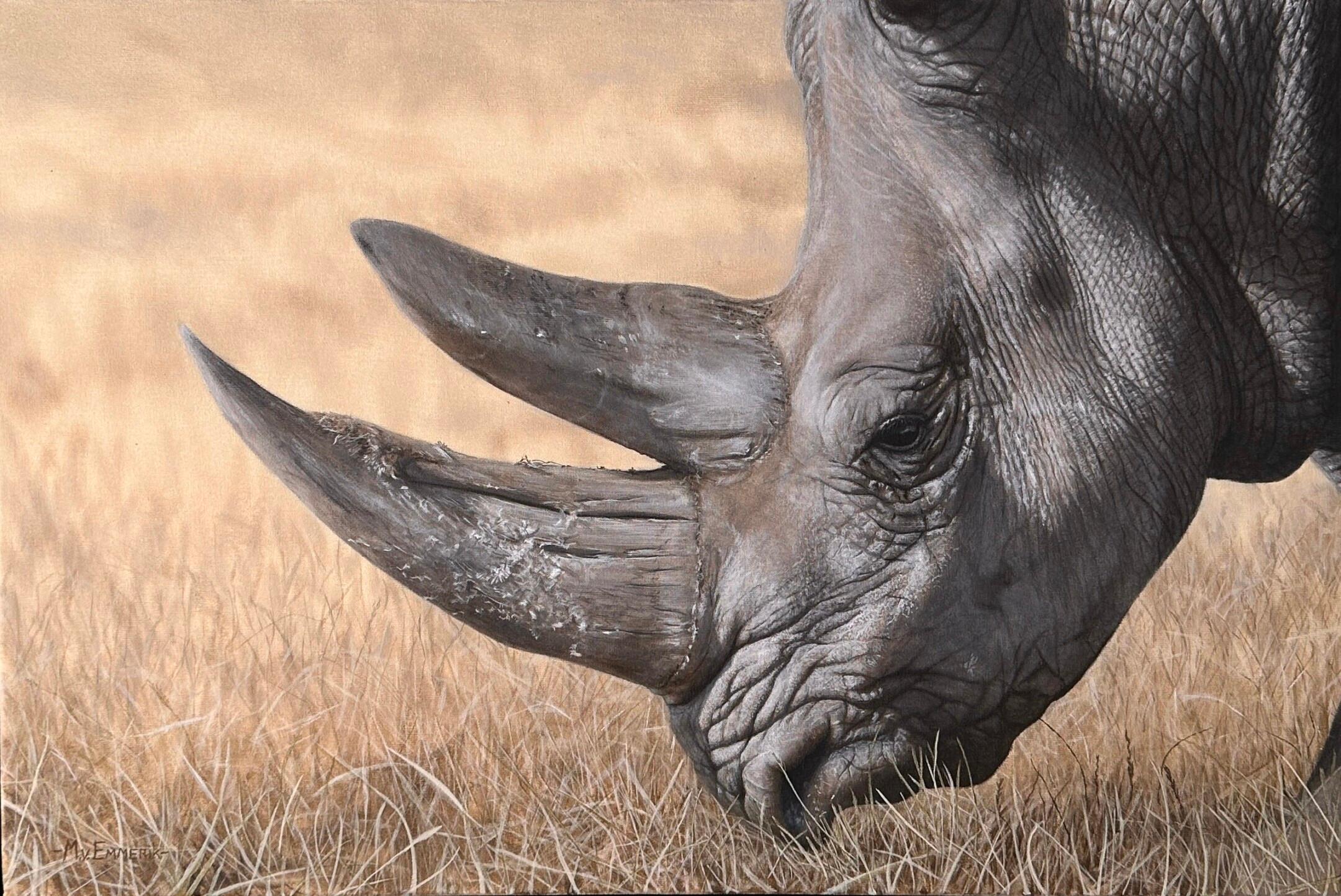 Rhino - 21st Century Contemporary Acrylic Painting of a Rhino 2025
