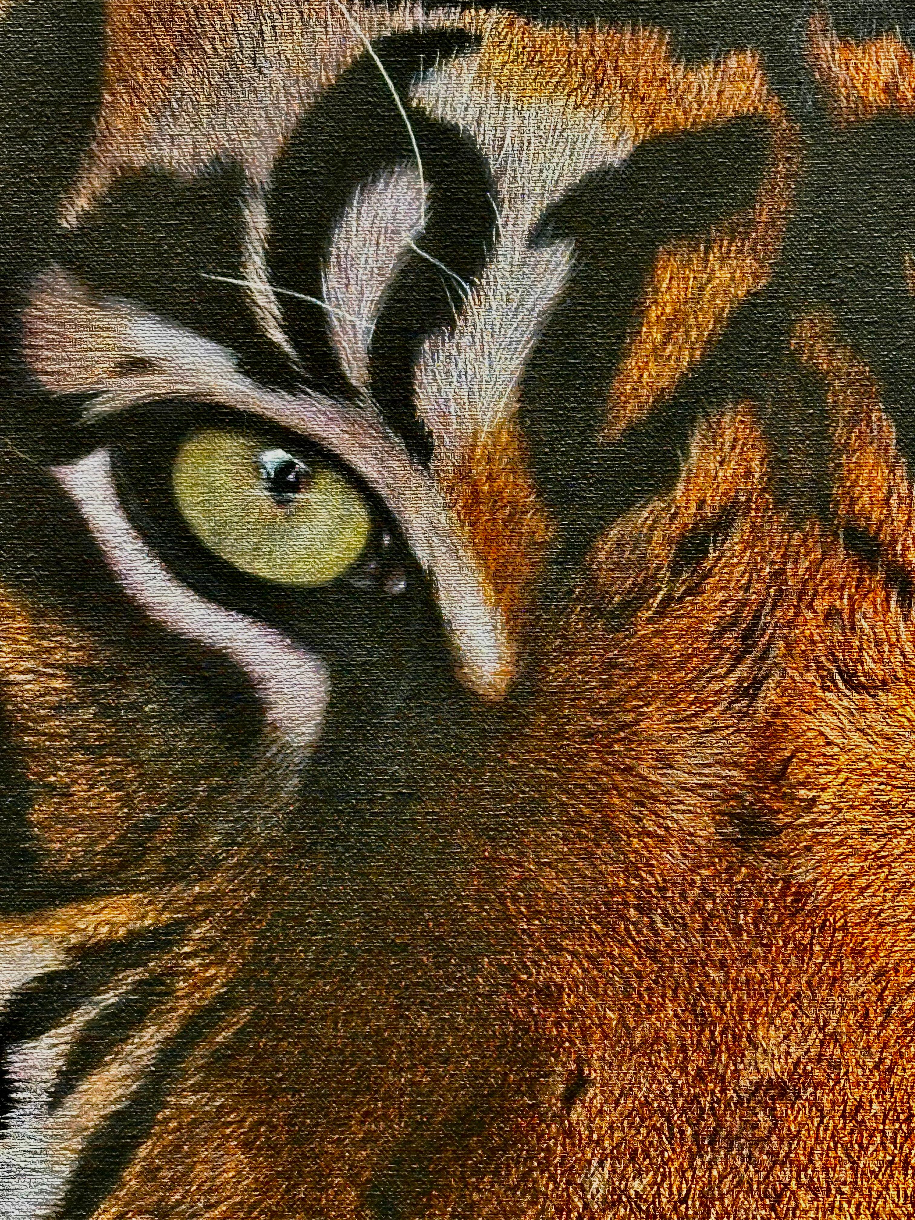Tigre de Sumatra - Pintura acrílica contemporánea del siglo XXI de un tigre 2025 - Painting de Maikel van Emmerik