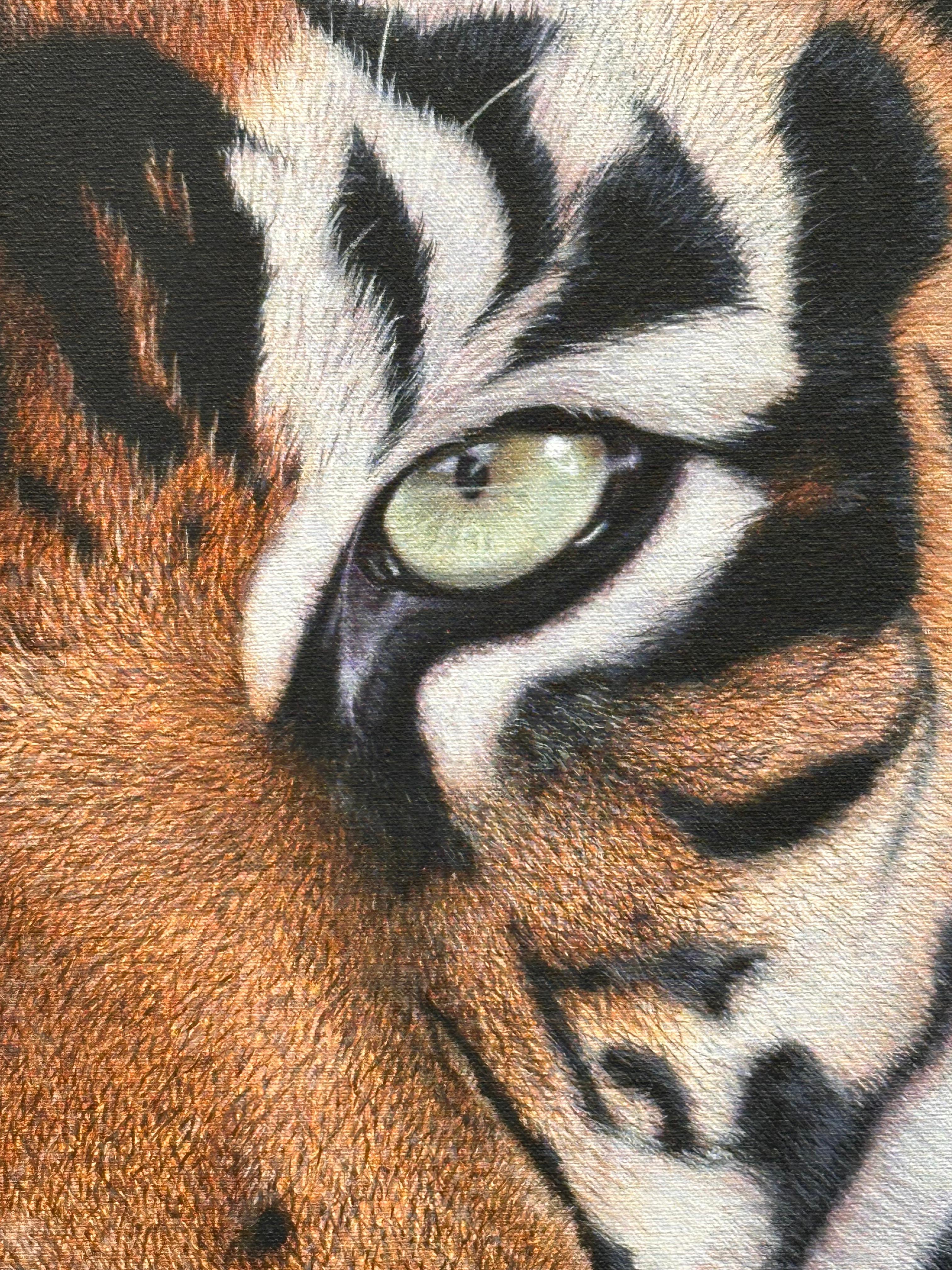Tigre de Sumatra - Pintura acrílica contemporánea del siglo XXI de un tigre 2025 - Painting Realista de Maikel van Emmerik