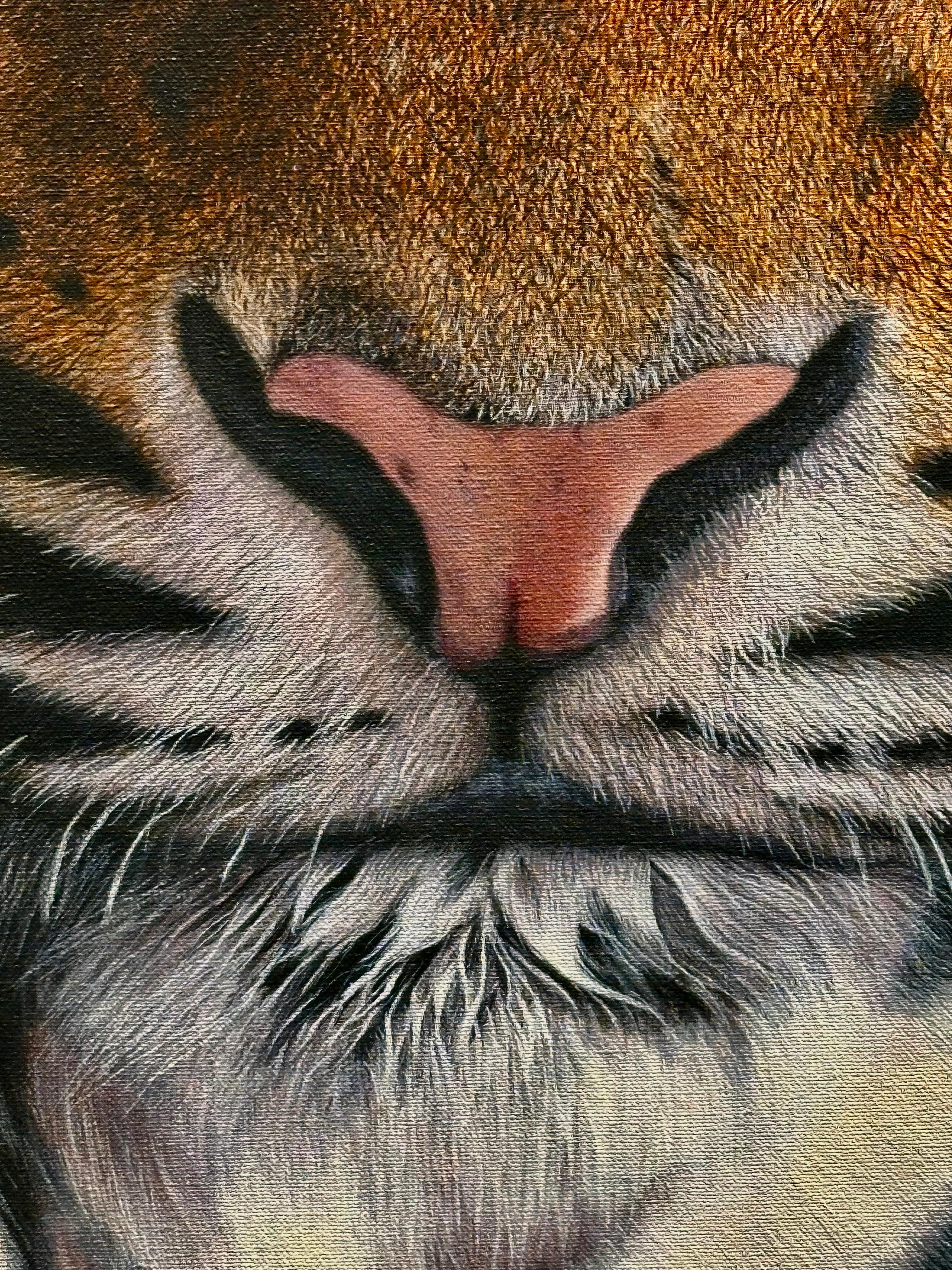 Tigre de Sumatra - Pintura acrílica contemporánea del siglo XXI de un tigre 2025 - Animal Painting Negro de Maikel van Emmerik