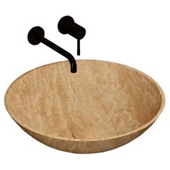 Maiken - Round Marble Basin - Beige Travertine