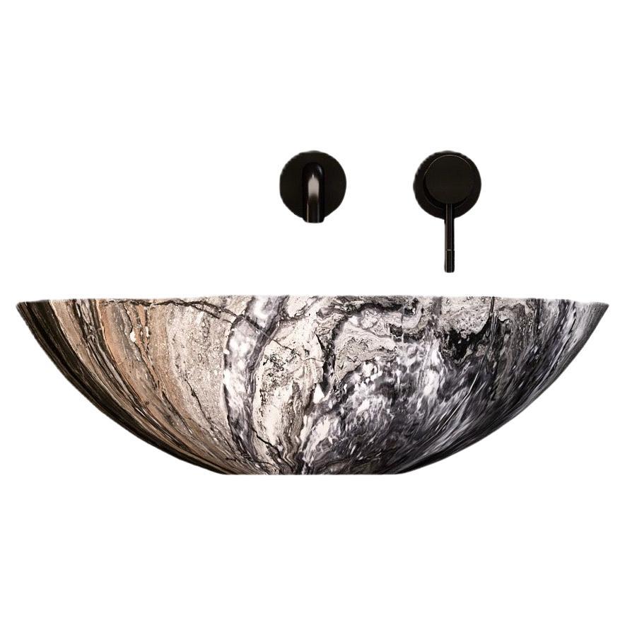Maiken - Runder Marmorbasin - Graue Galaxy (Skandinavische Moderne) im Angebot