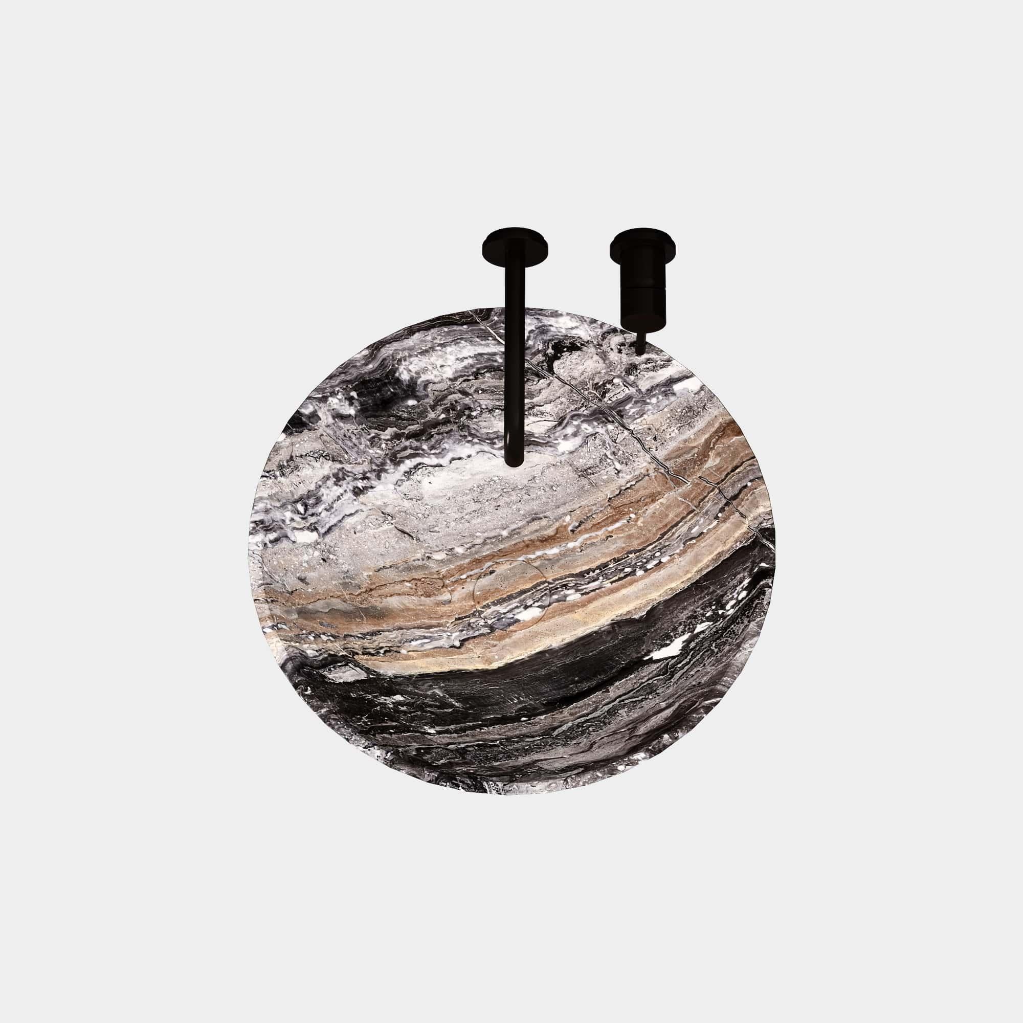 Maiken - Runder Marmorbasin - Graue Galaxy (Portugiesisch) im Angebot