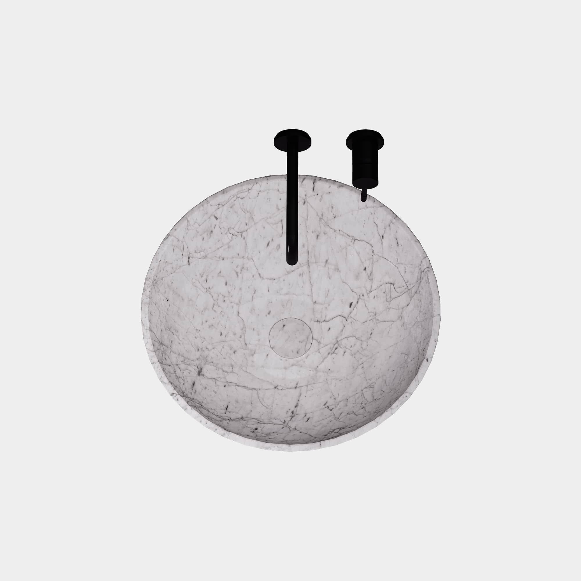 Hand-Crafted Maiken - Round Marble Basin - White Carrara For Sale