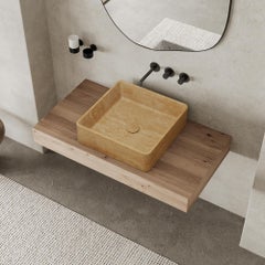 Maiken - Lavabo cuadrado de mármol - Travertino beige