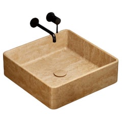 Maiken - Square Marble Basin - Beige Travertine