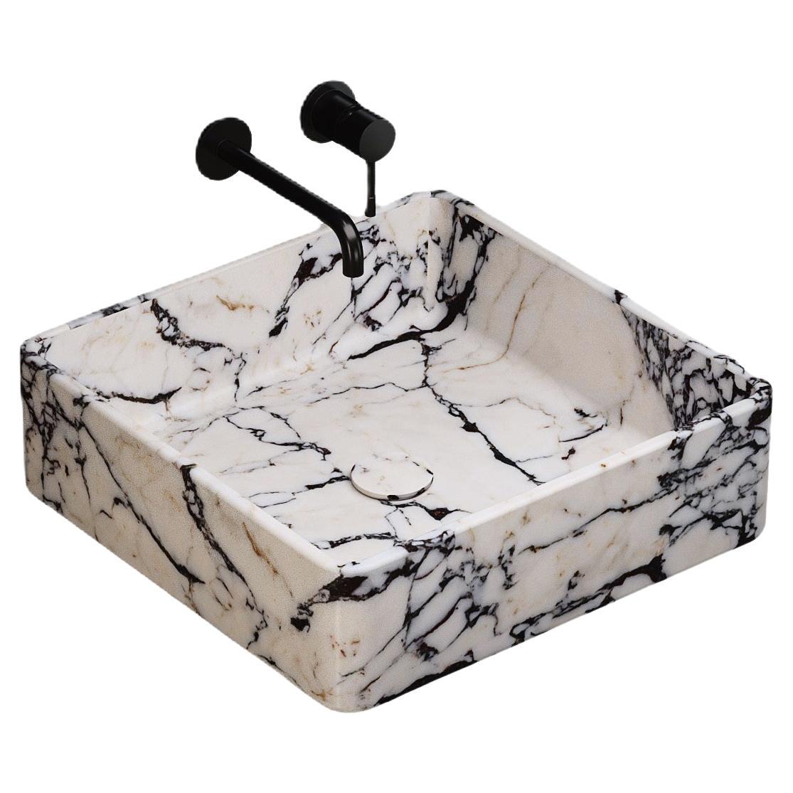 Maiken - Lavabo cuadrado de mármol - Calacatta Viola