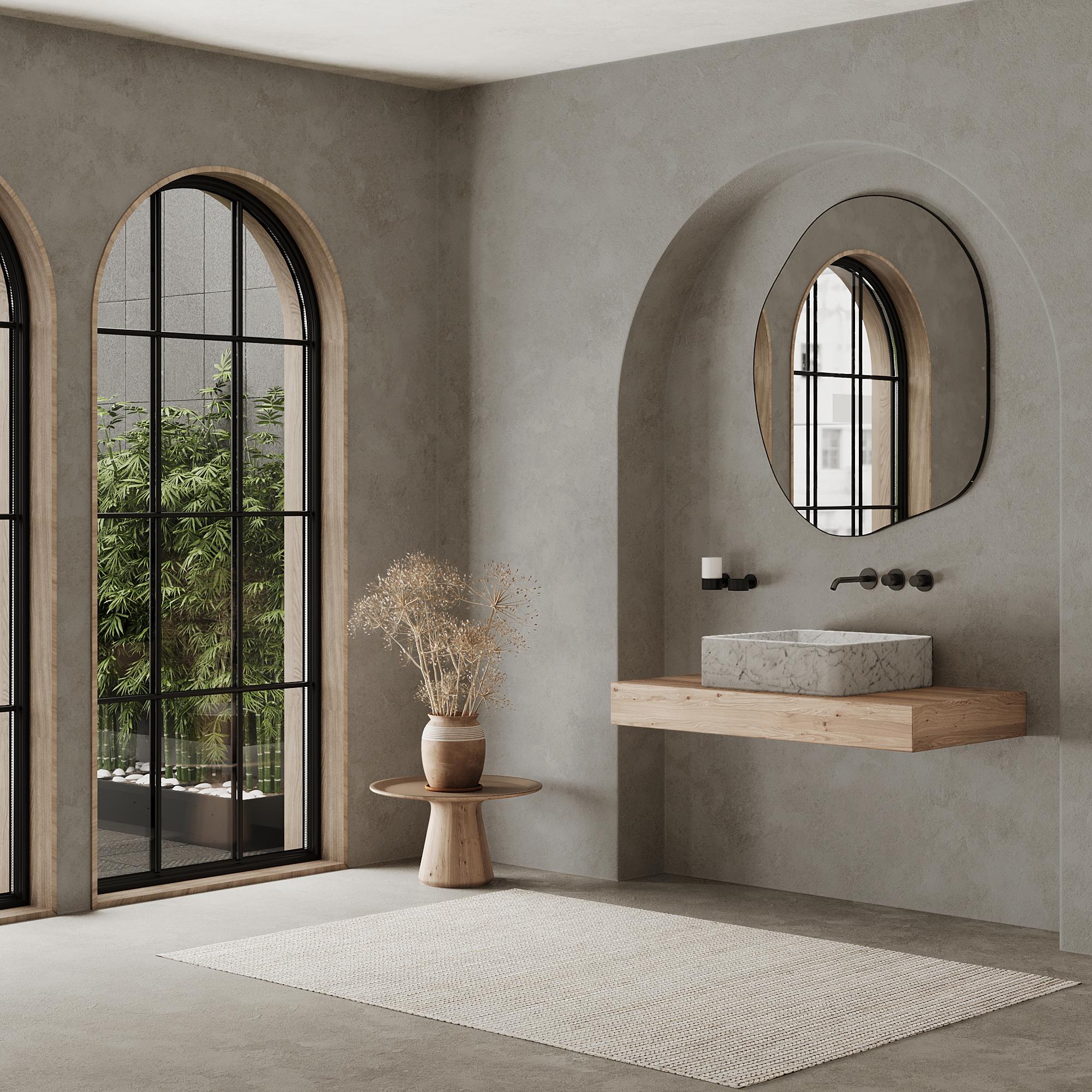 Portoghese Maiken - Bacino quadrato in marmo - Whiting Carrara in vendita