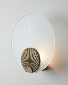 Handmade Fan-Shaped Clear Glass Brushed Bronze Wall Mounted Lamp Maiko Carla Baz