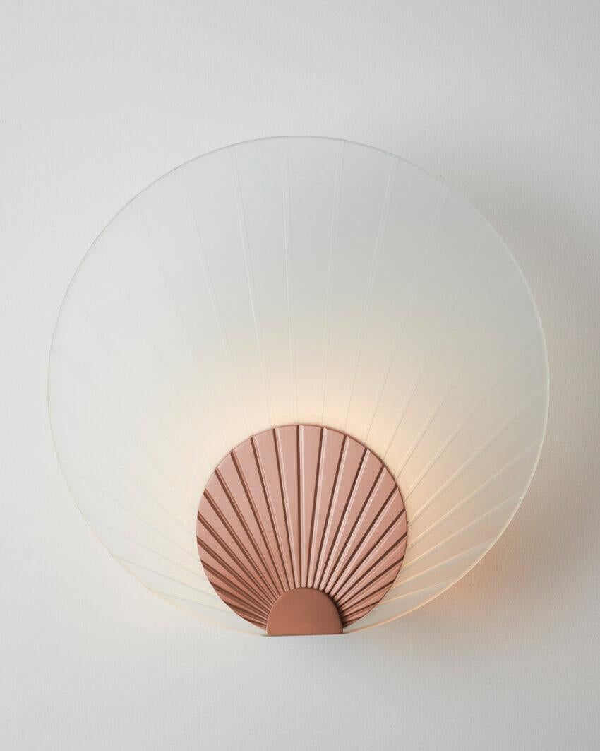 Contemporary Maiko Clear Glass And Brushed Copper Wall Mounted Lamp by Carla Baz For Sale