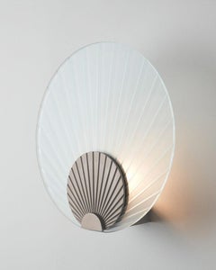 Handmade Fan-Shaped Clear Glass Brushed Steel Wall Mounted Lamp Maiko, Carla Baz