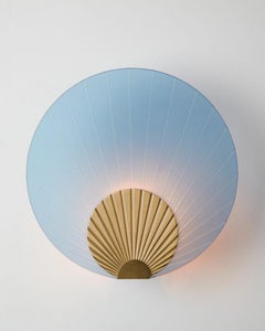Unique Fan-Shaped Indigo Glass Brushed Brass Wall Mounted Lamp Maiko, Carla Baz