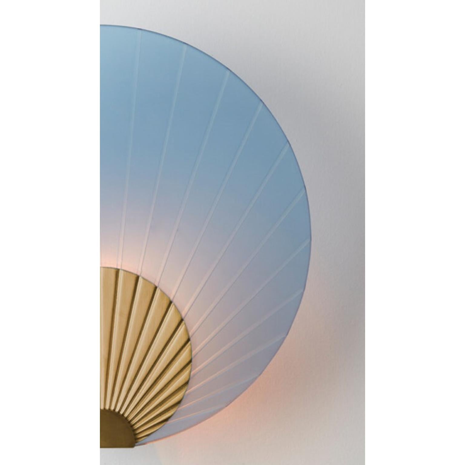 Lebanese Maiko Indigo Glass And Brushed Brass Wall Mounted Lamp by Carla Baz For Sale