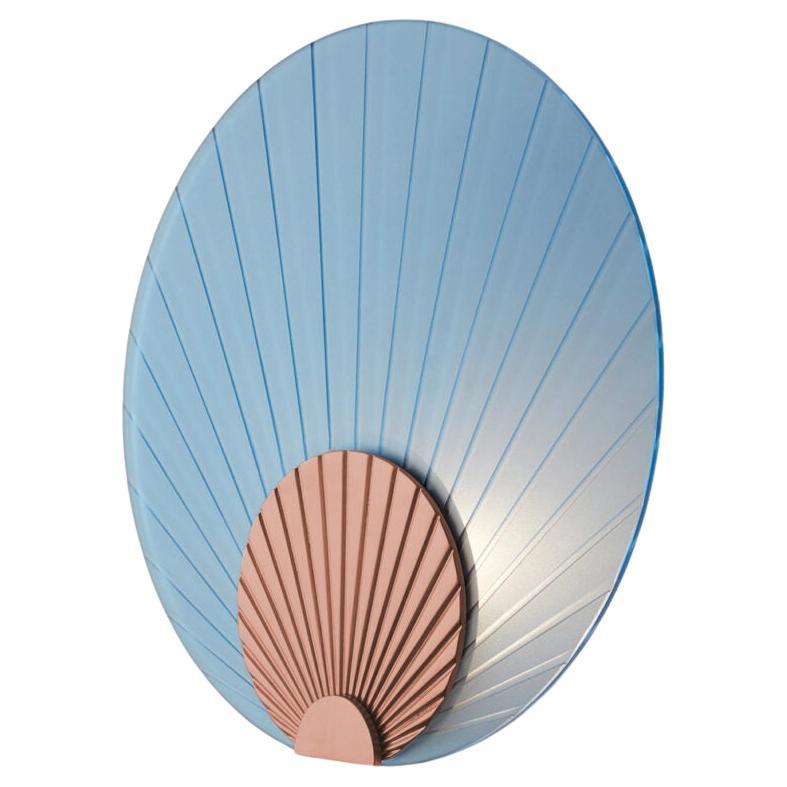 Maiko Indigo Glass And Brushed Copper Wall Mounted Lamp by Carla Baz For Sale