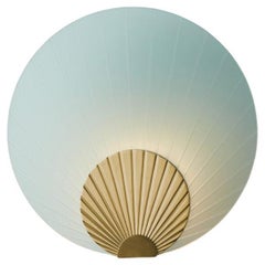Handmade Fan-Shaped Mint Glass Polished Brass Wall Mounted Lamp Maiko, Carla Baz