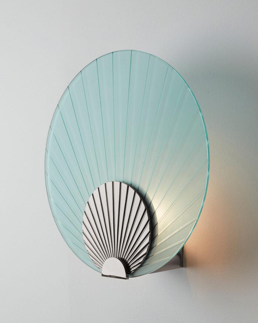 Maiko Mint Glass And Polished Stainless Steel Wall Mounted Lamp by Carla Baz In New Condition For Sale In Geneve, CH