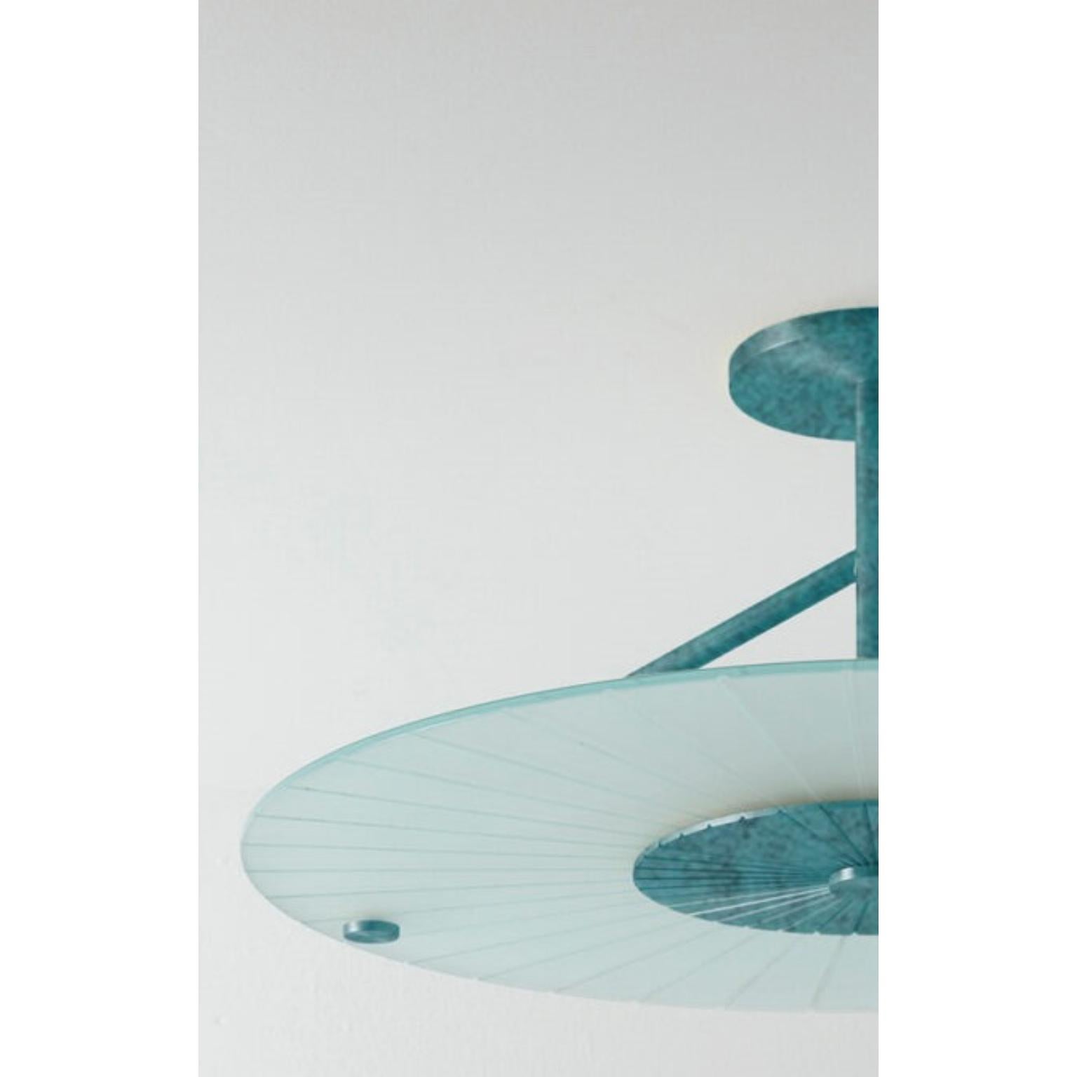 Lebanese Maiko Verdigris Ceiling Mounted Lamp by Carla Baz For Sale