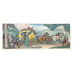« Mail by Stagecoach, Lynn to Lowell », étude murale de la WPA par Aiden Ripley