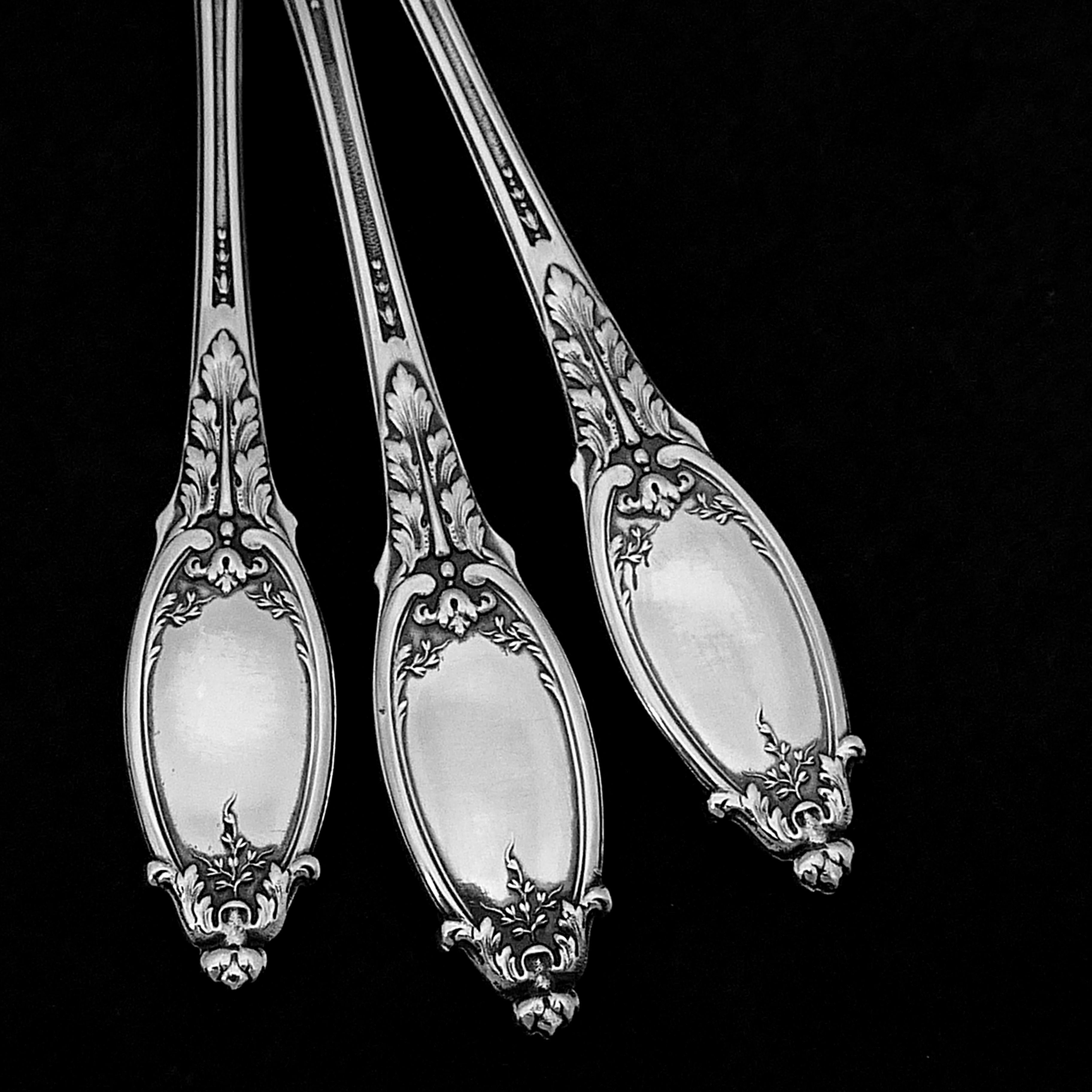 Maillard French All Sterling Silver 18-Karat Gold Hors D'oeuvre Dessert 5 Pc Box For Sale 2