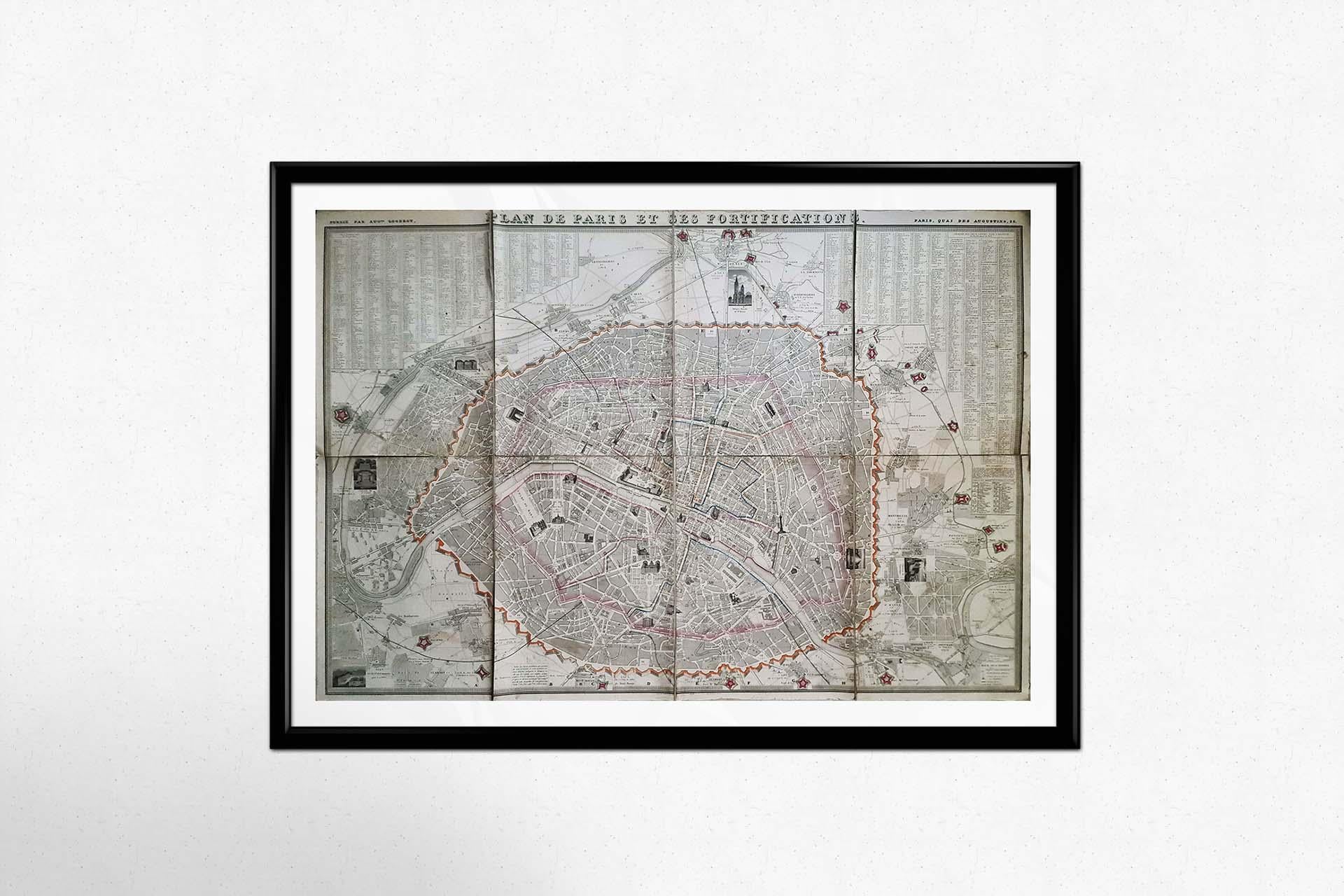 1848 Original map by Maillard - Plan de Paris et ses Fortifications For Sale 1