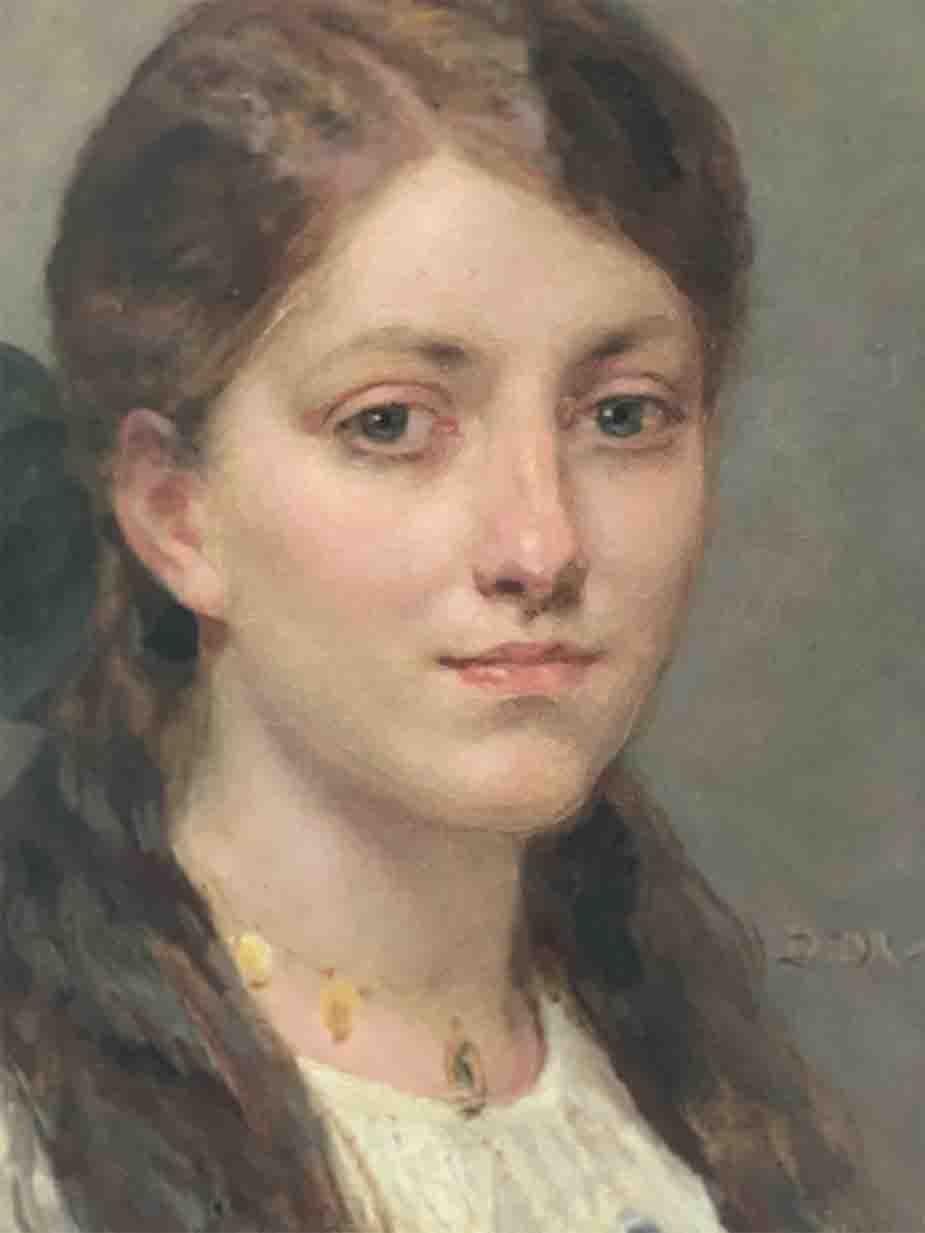 Français Maillart Diogene Ulysse « Portrait d'une jeune fille » (Portrait d'une jeune fille) en vente