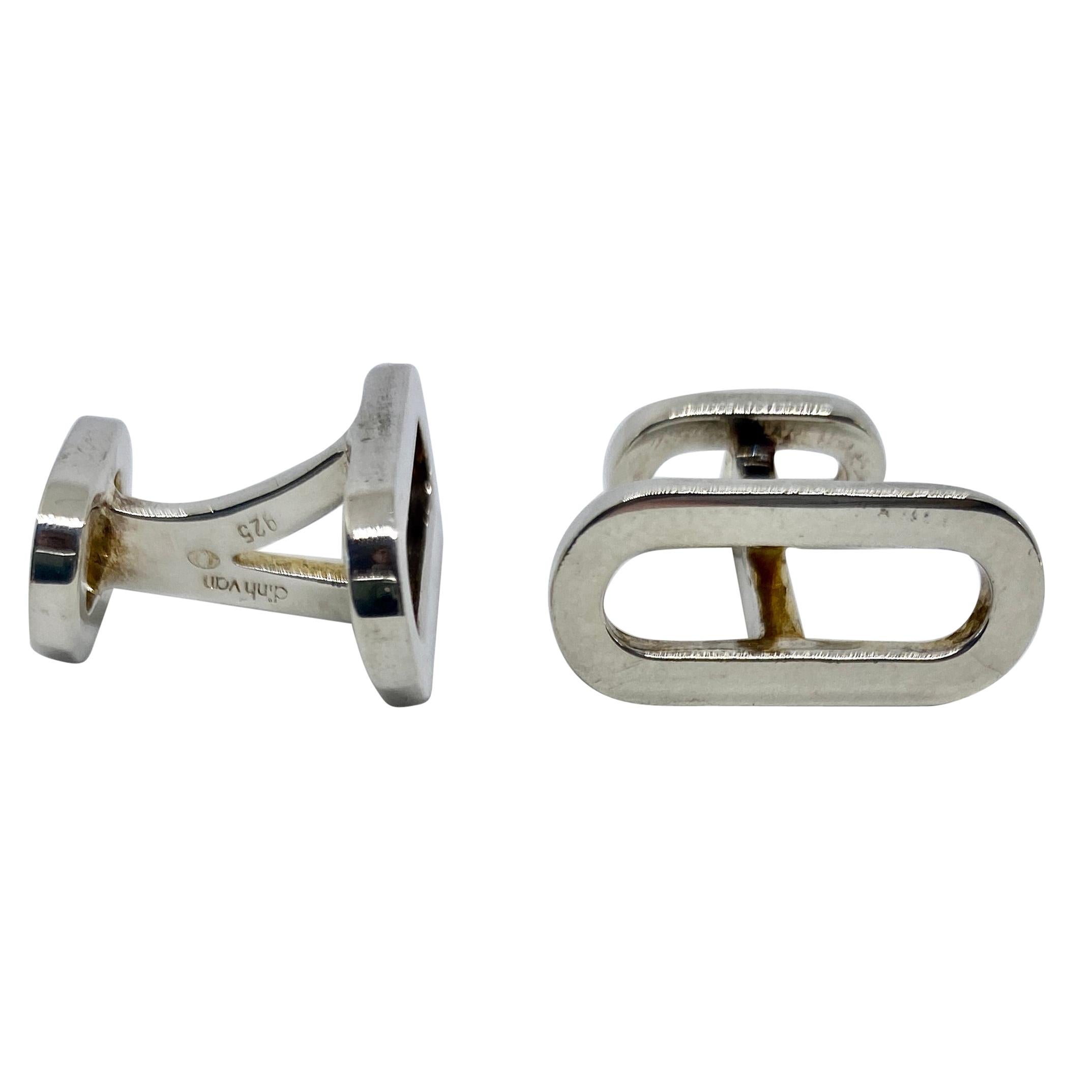 "Maillon" Cufflinks in Sterling Silver by Jean Dinh Van, Paris