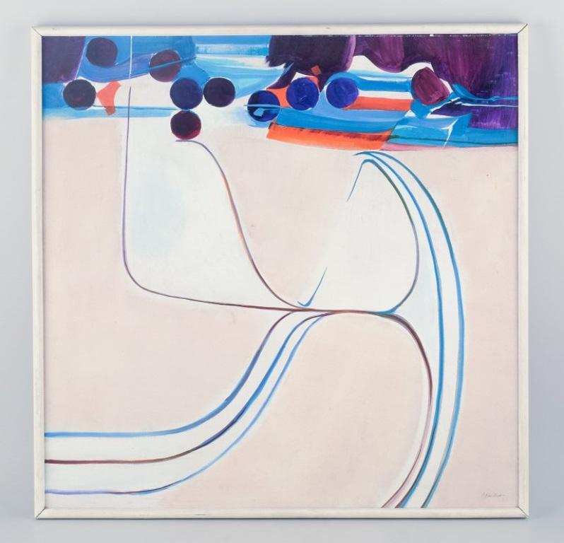 Maillot, French artist.  Oil on board. Abstract composition.
Signed and dated 1971.
In perfect condition.
Dimensions: W 59.5 cm x H 59.0 cm.
Overall dimensions: W 61.7 cm x H 61.2 cm.