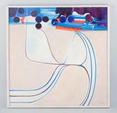 Maillot, französischer Künstler. Öl auf Karton. Abstrakte Komposition. 1971