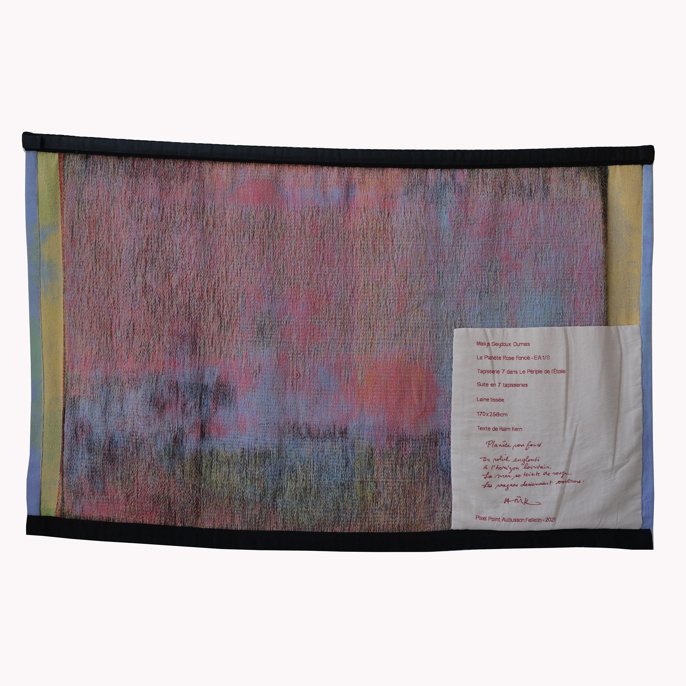 Woven Maïlys Seydoux-Dumas, Dark Pink Planet, Wool Tapestry, Néolice, 2021 For Sale