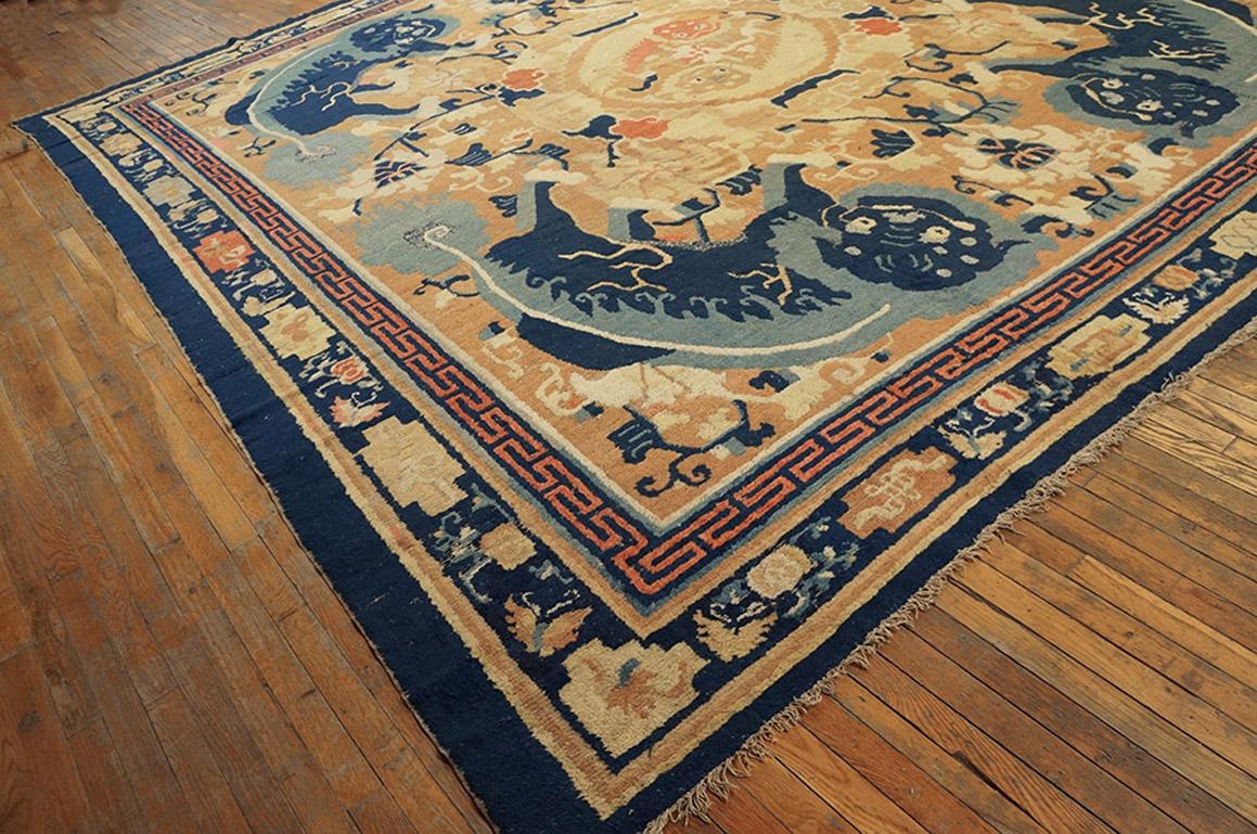 18th Century Chinese Ningxia Main Hall Carpet ( 12'8''x13'4''- 385 x 405 ) For Sale 5