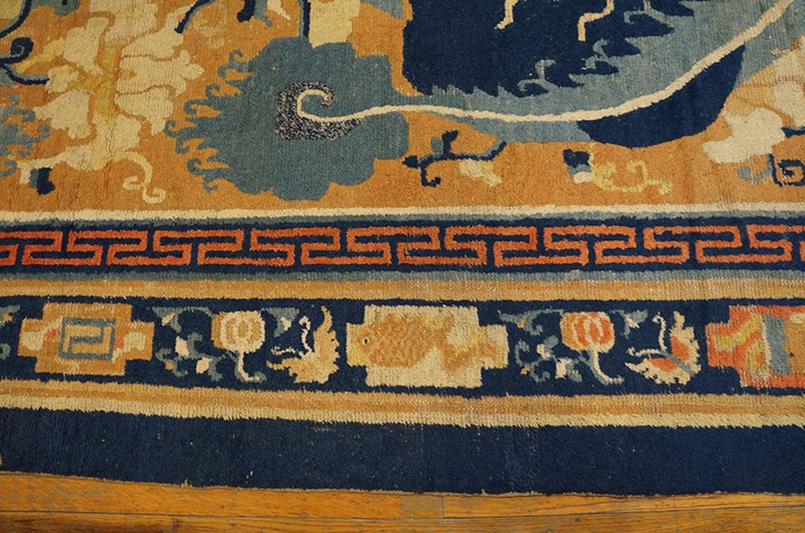 Wool 18th Century Chinese Ningxia Main Hall Carpet ( 12'8''x13'4''- 385 x 405 ) For Sale