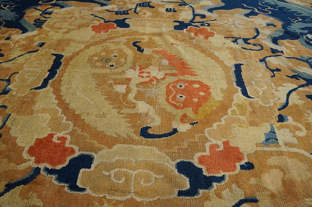 18th Century Chinese Ningxia Main Hall Carpet ( 12'8''x13'4''- 385 x 405 ) For Sale 2