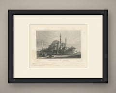 Main Mosque at Ghazni, Great Dome and Four Minarets, Steel Engraving, 1859