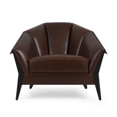 Fauteuil de bureau principal en cuir véritable marron