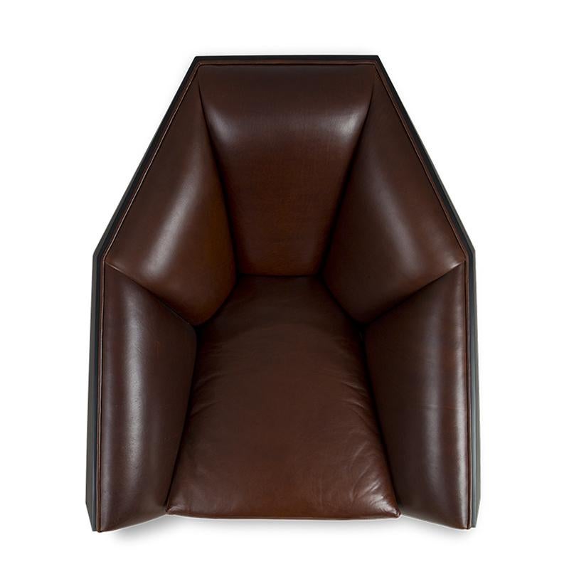 Main Office Armchair with Brown Genuine Leather For Sale 1