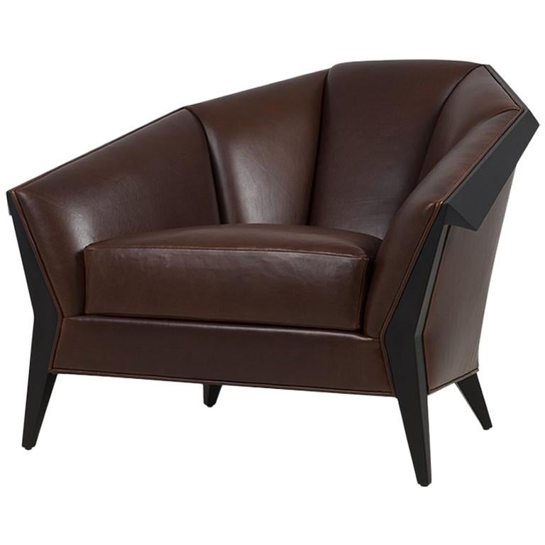 Main Office Armchair with Brown Genuine Leather For Sale