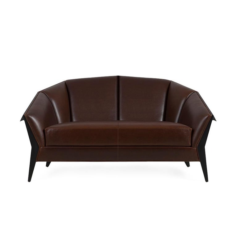 Main Office Sofa with Brown Genuine Leather For Sale at 1stDibs