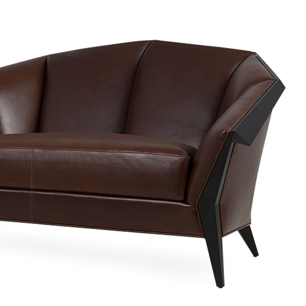 English Main Office Sofa with Brown Genuine Leather For Sale