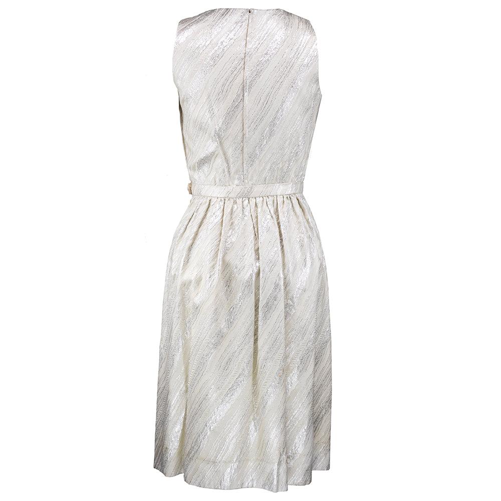 Mainbocher Silver Lamé Brocade Ensemble, 1960s In Excellent Condition For Sale In Los Angeles, CA