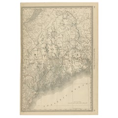 Maine Antique Railroad Map c.1888 – Pine Tree State Counties & Settlements