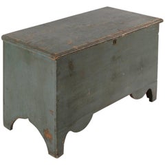 Maine Blanket Chest in Blue Paint with Beautifully Scalloped Feet
