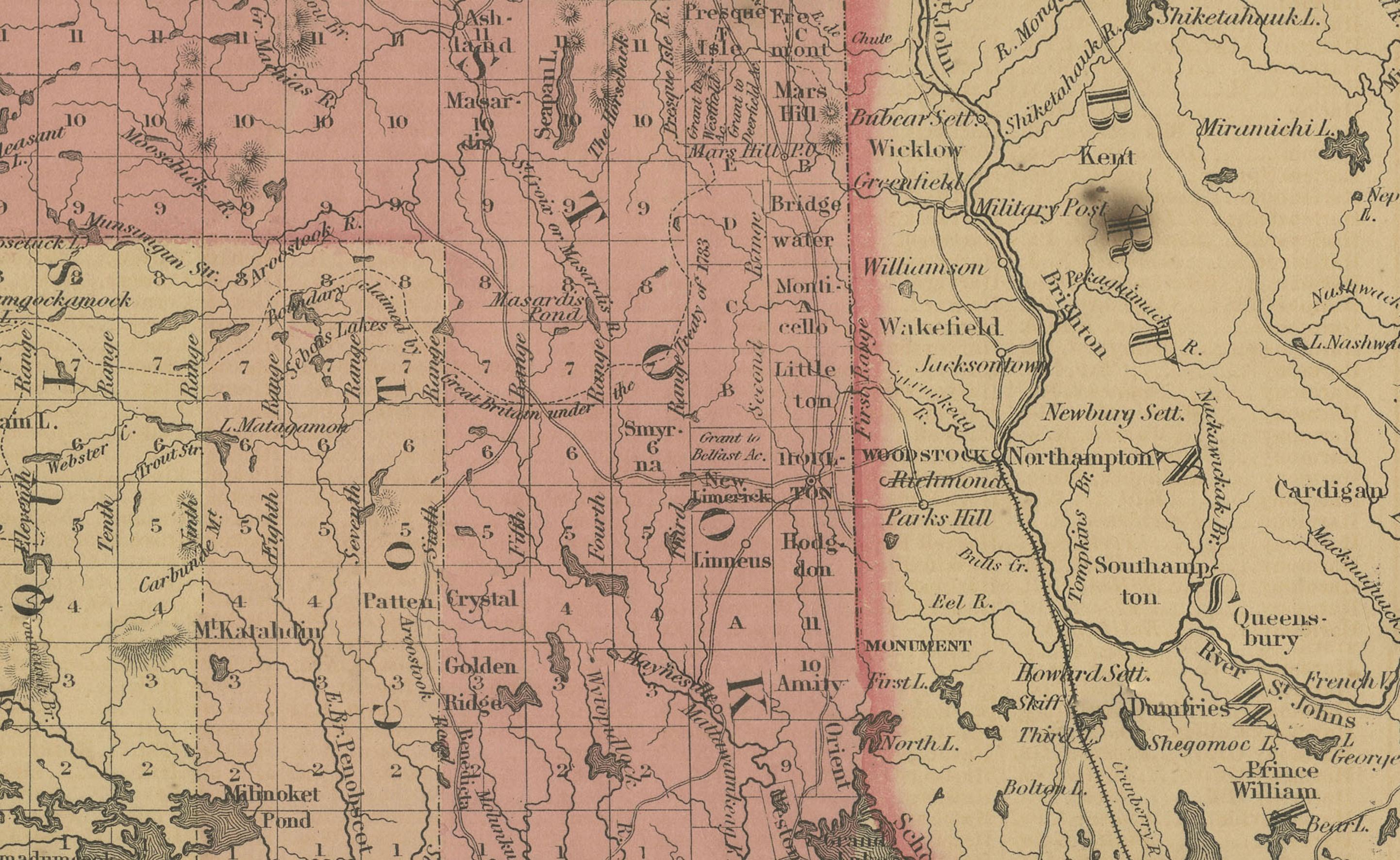 Johnson's Maine Map, USA Published c.1864 - Carte du comté coloriée à la main

Il s'agit d'une carte finement gravée et coloriée à la main intitulée Johnson's Maine, publiée par Johnson &New à New York vers 1864. Elle montre l'État du Maine en