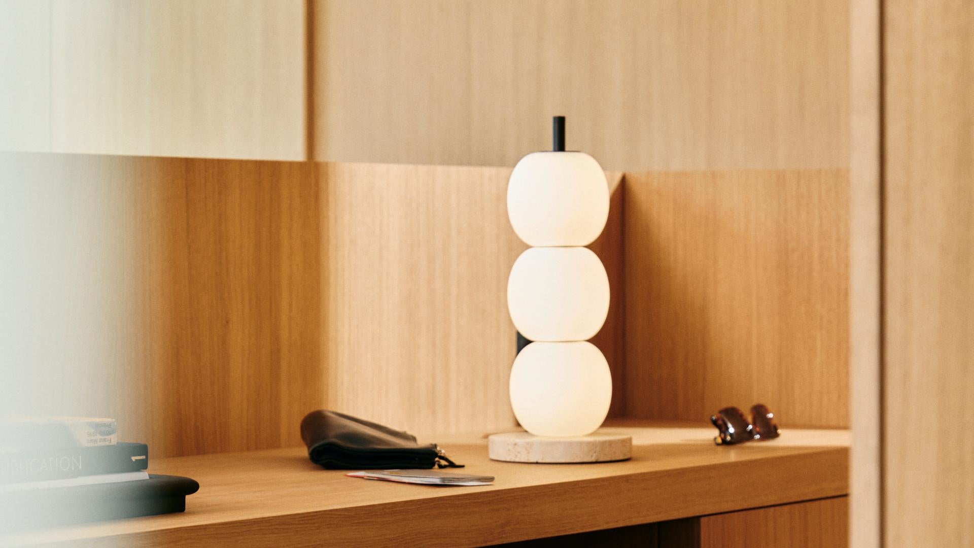 Travertine Mainkai 3 Table Lamp by Sebastian Herkner in Marble Base For Sale