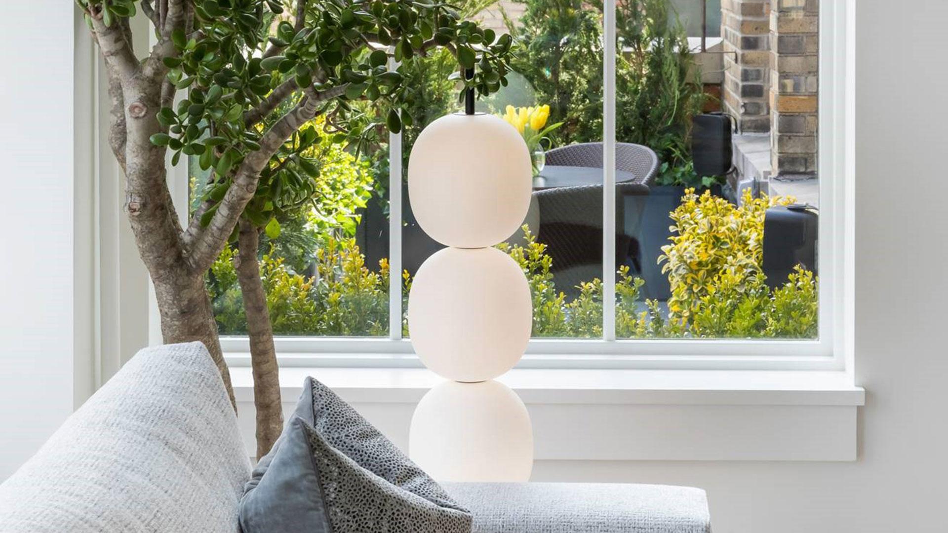 Modern Mainkai Floor Lamp by Sebastian Herkner in Travertine For Sale